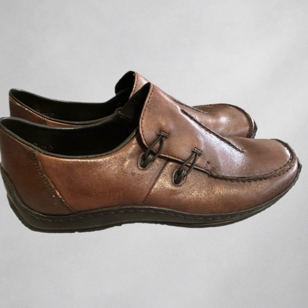 Rieker Women’s Leather Slip-On Shoes 7.5 US Brown